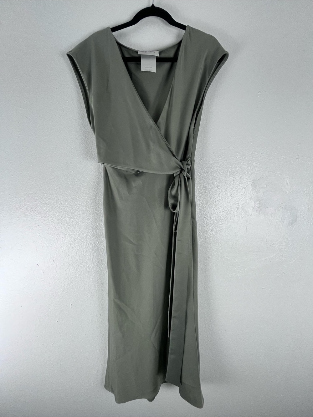ANTHROPOLOGIE BHLDN Louisa Green V-Neck Wrap Tie Top Split Dress Size 10 Wedding